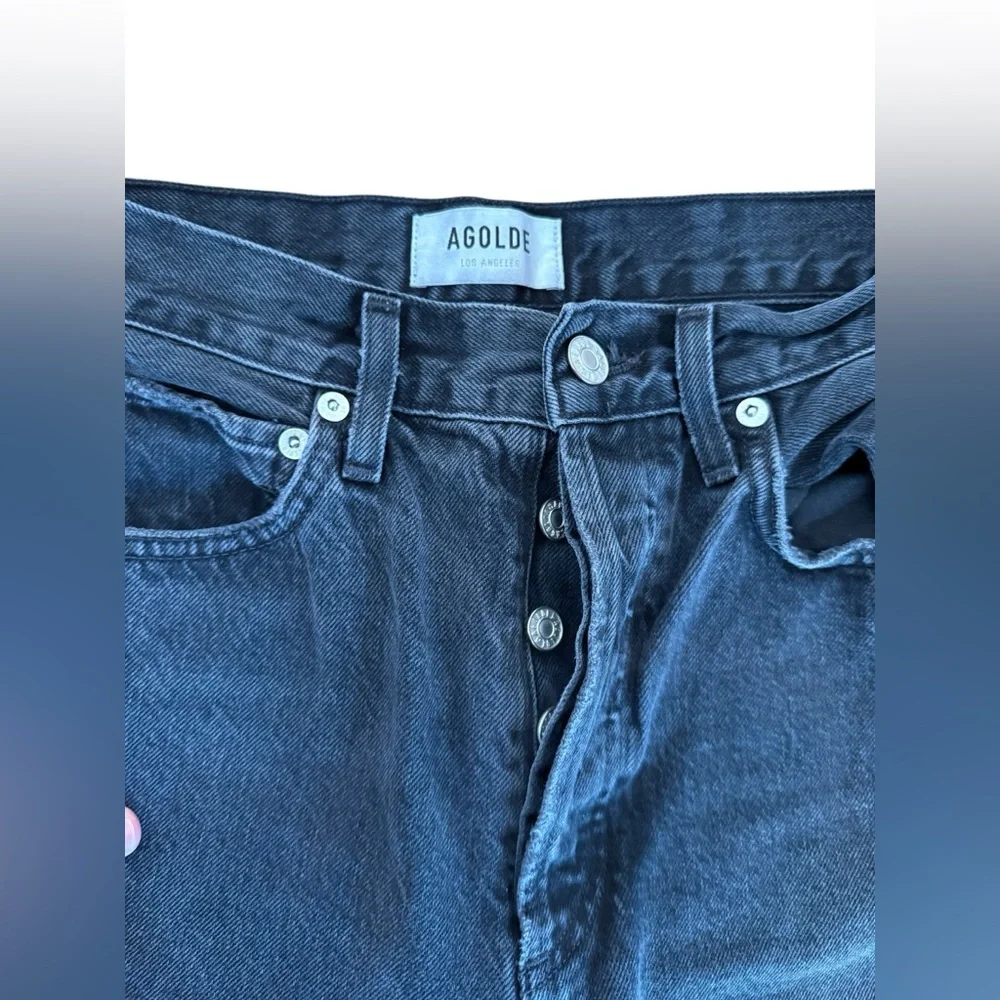 AGOLDE 90’s Mid-Ride Straight Jeans in Black Distressed‎